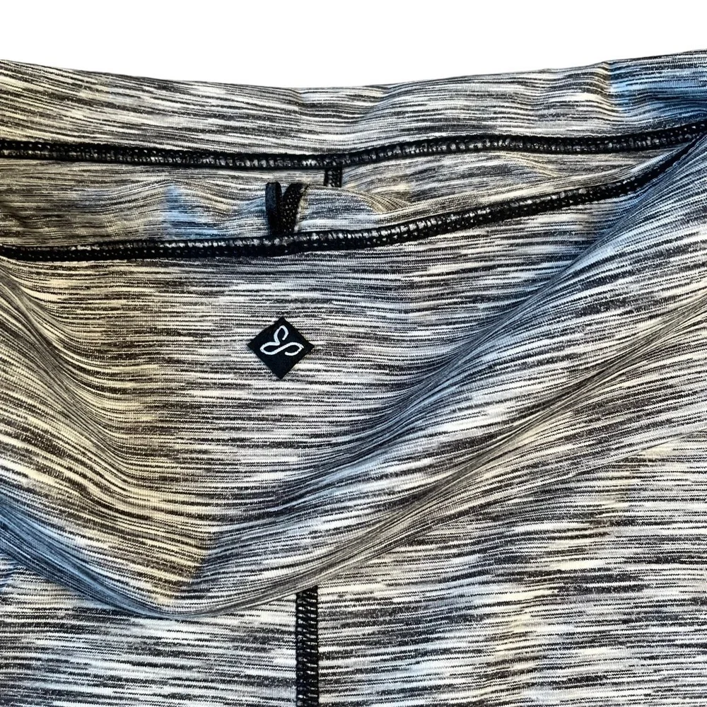 Prana Leanne Skirt Foldover Waist Small Black Grey Spacedye Stripe